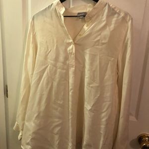 J Jill cream pull over long sleeve blouse
